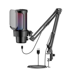 Microphone Studio All-In-One M8 - RGB, Condensateur Cardioïde avec Antichoc et Anti-Pop (Gaming, Podcast, Streaming)