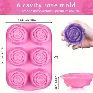 Moule à Savon en Silicone en Forme de Rose (6 Cavités) – Flexible, Antiadhésif & Résistant à la Chaleur (-40°C à 230°C)