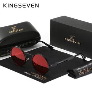 Kingseven Lunettes Rondes Polarisées – Style Vintage Steampunk, Monture Métal Premium