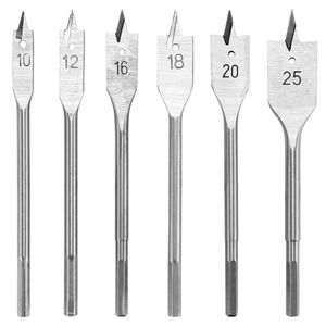 Ensemble de forets plats en acier au carbone pour le travail du bois 6 pcs/ 10-25mm