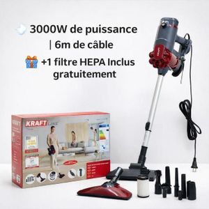Offre RamadanKraft line Aspirateur 12 En 1 À Main 3000W À Fil, Technologie Sans Sac Cyclonique