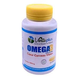 Vertu Plus Omega 3 - Soutien Cardiovasculaire, Cérébral et Visuel - 50 Gélules 1000mg