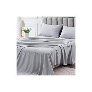 General Ensemble Uni 4 Pièces gris Bon qualité de literie Draps housse uni 200×160×30 et Draps plat uni 200x240 avec 2 taie d'oreiller 70x50cm