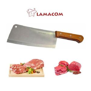 Lamacom Couperet de viandes and os en Inox avec manche en bois grand modèle