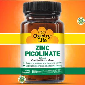 Country Life Picolinate de zinc, 25 mg, Zinc Picolinate 100 comprimés
