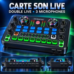 Carte Son Live S6 avec Bluetooth, Double Canal, DSP, 16 Effets Sonores, 3 Entrées Micro et Connexion Smartphone/PC