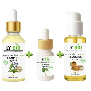 LY BIO PACK HUILE CAMPHREE 50ML - PIPETTE + HUILE ESSENTIEL ROMARIN 10ML + HUILE FENUGREC 50ML - POMPE