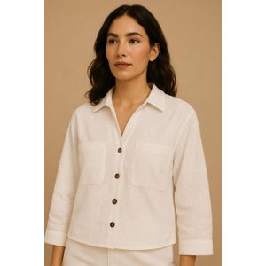 Marwa قميص أبيض مطبوع عليه ملصق