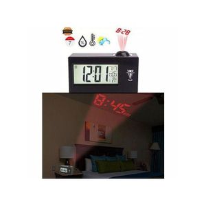 Réveil Numérique à projection à commande vocale, Horloge projecteur avec affichage de la température , des jours de la semaine et de la ville