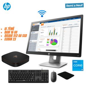 Hpe Mini PC Elite Slice Intel® Core™  i5 -7éme 16 Go DDR4 Disque Dur 512 Go SSD avec Ecran 23 pouce