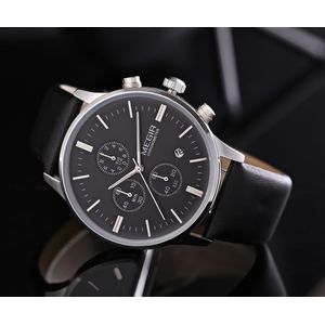 Megir 2011 Resistance a l Eau Male Montre a Quartz Japon avec Date Fonction Bande en Cuir Veritable