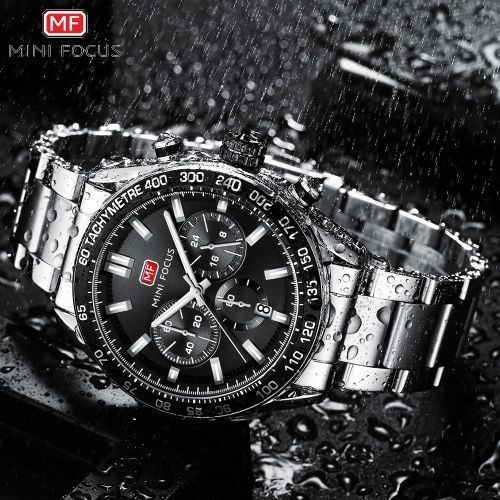Mini Focus Montre homme De Luxe Bracelet En Acier silver noir