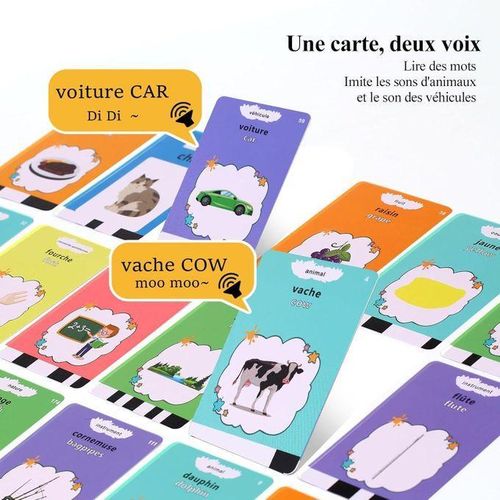 product_image_name-Generic-Carte d'éducation Parlantes pour enfant apprendre l'Anglais/français 112PCS 224 Mots, couleur bleu.-6