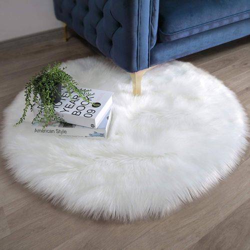 Generic Tapis Fourrure Chic D'intérieur-Blanc - Prix pas cher