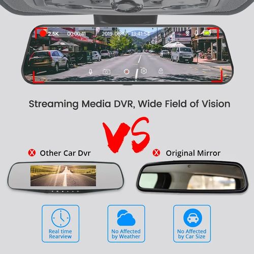 Generic Dashcam Voiture Rétroviseur 10 Caméra Écran Tactile 1080P 170° +  720P 170° à prix pas cher