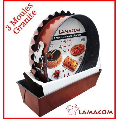 Lamacom Set 3 Moules a Cake Granite / Moules anti-adhérent - 3