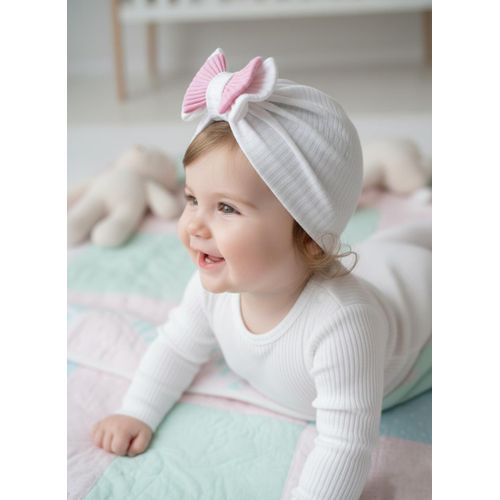 product_image_name-Generic-عمامة طفل مضلعة مع ربطة وردية – قبعة ناعمة ومريحة للأطفال-2