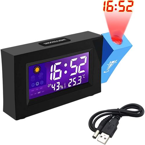 Station météo avec horloge radio, réveil et 2 prises de charge USB