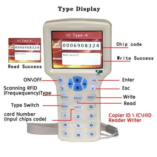 Generic Lecteur et copieur RFID,125KHz,13.56MHz,Progremmeur USB,NFC  intelligent,10 fréquences à prix pas cher