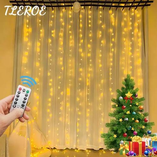 Acheter Rideau Guirlande Lumineuse Guirlande Lumineuse 8 Modes avec  Télécommande Étanche Maison Fête de Noël Mariage Lumière Décoration  Lumières Alimenté par USB