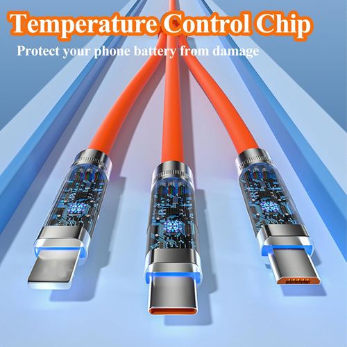 product_image_name-Generic-Cable USB 3 en 1 Orange 120W 6A Cable de charge rapide et stable pour pour lightning iPhone Micro USB Type-C - Fast charge et Transfert de Données-5