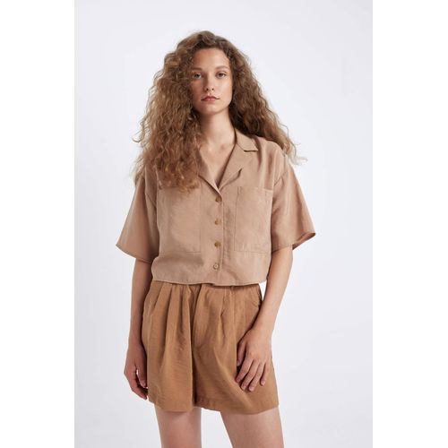 product_image_name-Defacto-قميص واسع نص كم منسوج برقبة بيجاما-5