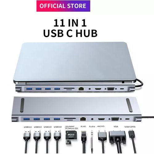 Baseus 11 en 1 Hub USB C Station d'accueil Adaptateur USB C Triple