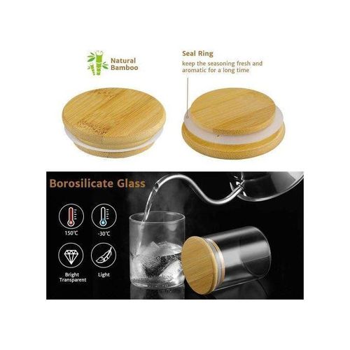product_image_name-Generic-Boites à épices hermétique en verre avec support en bambou, Pots à épices 6 Pcs-3