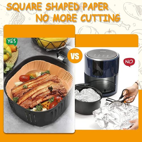 100Pcs Papier Cuisson Air Fryer Papier Sulfurisé carré pour