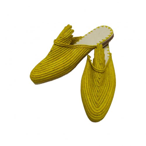 Genetic Babouche en raphia pour femmes artisanale Jaune prix