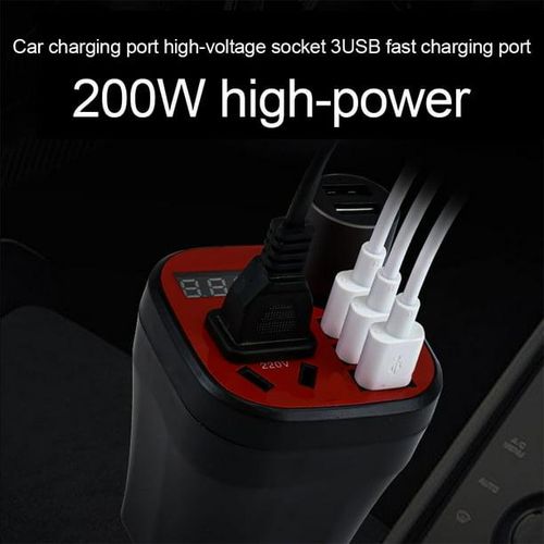 product_image_name-Generic-Prise Allume cigare Voiture 3 USB , Chargeur Téléphone Voiture 12V 24V Convertisseur - 200W-2
