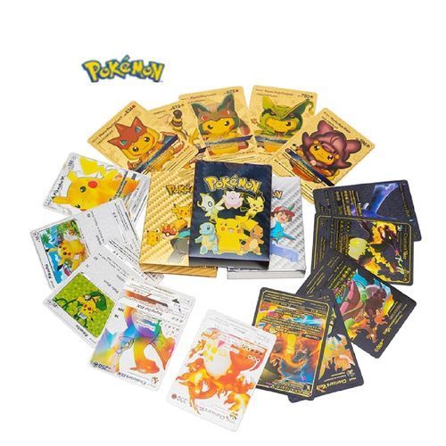 Pokemon Pack de 30 Cartes Pokémon 3D 10Gold +10 Noir+10 Gris avec