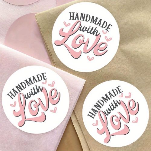 product_image_name-Generic-60pcspièces Autocollants Ronds Roses "Faites Avec Amour" Avec Des Cœurs - Étiquettes de Cadeaux En Papier Coeur Pour Les Bricolages, Les Décorations de Fête, Les Boutiques Et L'Expression de La Chaleur, Des Autocollants Mignons, Des Accessoires de Brico-5