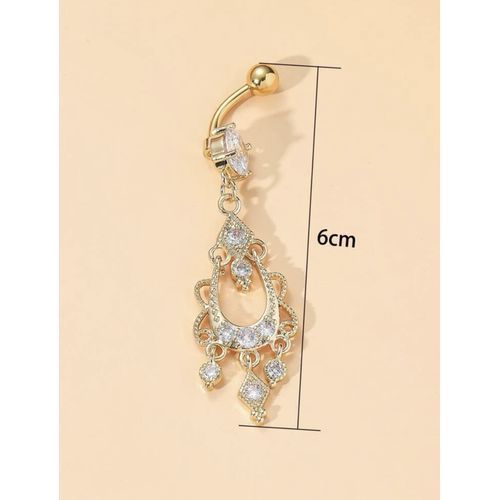 product_image_name-Generic-Avec Strass Anneau À Nombril Unisexe En Acier Inoxydable Cristal-3