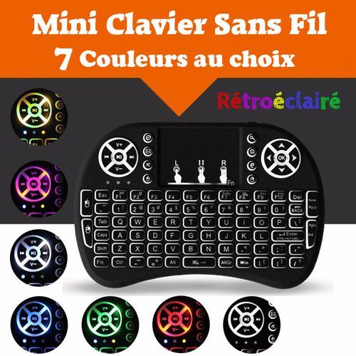 Clavier bluetooth sans fil rétroéclairé 7 couleurs pour tablette