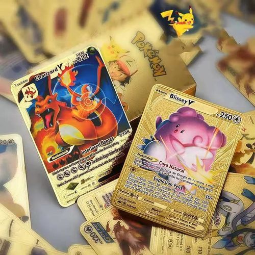 Pokemon Pack; lot de 5 Cartes Pokémon en feuilles dorées; type Vmax GX  Charizard اPikachu, Collection Rare à prix pas cher