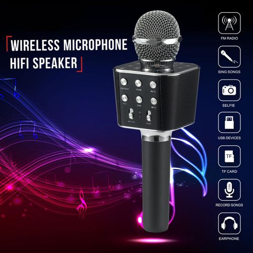 Generic Microphone sans fil Bluetooth professionnel, haut-parleur, lecteur  portatif, enregistreur de chant, micro, cadeaux de noël