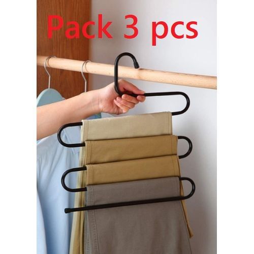 Generic Pack 3 Cintre Pantalons Multi-usage 5 couches en Acier