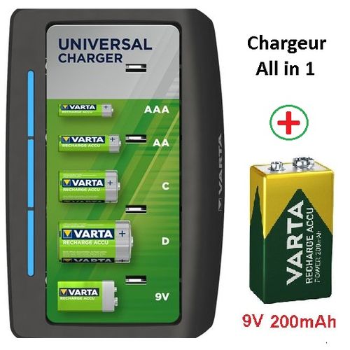 Piles rechargeables 9V 200mAH VARTA