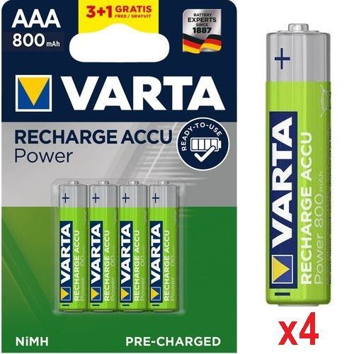 VARTA 4 Batteries Rechargeables AAA 800 mAh // Recharge Accu Power Blister  de 4 Piles à prix pas cher