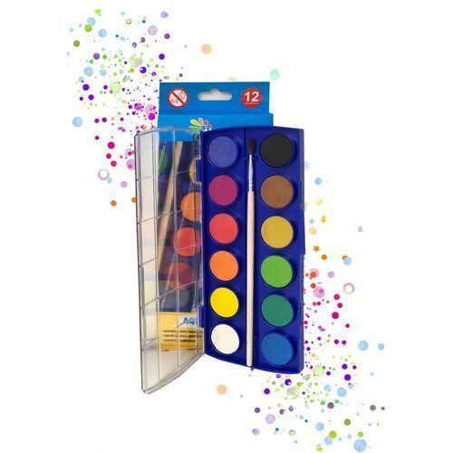 Maxim Palette 12 couleurs de peinture aquarelle ,Pinceau & tube mélange à  prix pas cher