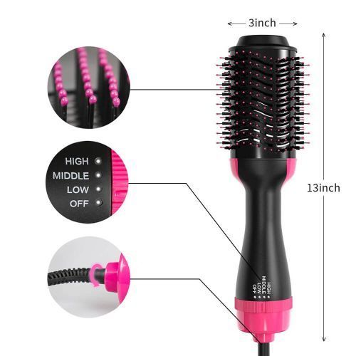 product_image_name-One Step-فرشاة منفاخ ، فرشاة مجفف الشعر ، 1200 واط 3 في 1 مشط كهربائي يعمل بالهواء الساخن ومكواة الشعر ومكواة فرد الشعر ومشط تصفيف الشعر بالأيونات السالبة-2