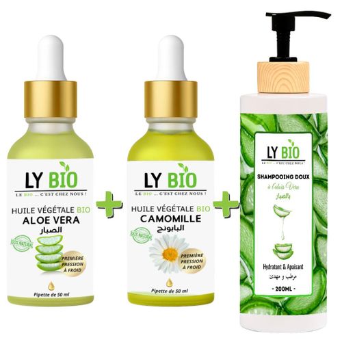 product_image_name-LY BIO-PACK HUILE ALOE VERA 50ml - PIPETTE + HUILE CAMOMILLE 50ML - PIPETTE + SHAMPOOING ALOE VERA 200ML-1