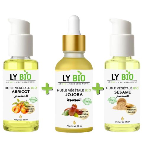 product_image_name-LY BIO-PACK HUILE ABRICOT 50ML - POMPE + HUILE JOJOBA 50ML - PIPETTE + HUILE SESAME 50ml - POMPE-1