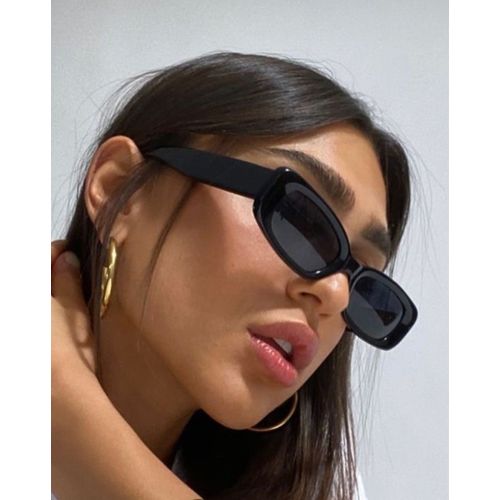 Generic Lunettes de soleil rétro rectangulaire pour femmes tendance noir à  prix pas cher