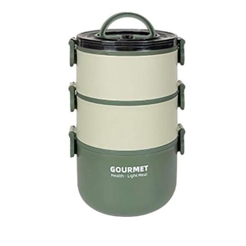 product_image_name-Generic-Lunch box 3 etg ronde intérieur inox et extérieur plastique alimentaire couleur verte -1