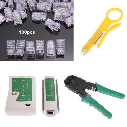 Generic Kit Pince Réseau RJ45 et RJ11 + Testeur Câble + 100pcs