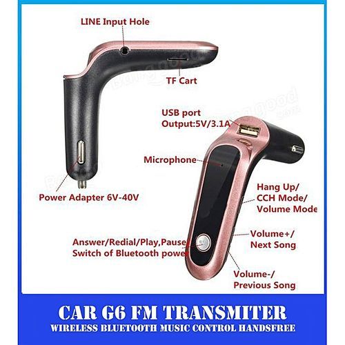 CAR G6 Kit Bluetooth pour voiture / Lecteur Musique MP3 SD USB / Chargeur