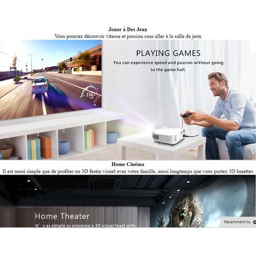 Crenova Video Projecteur Full HD 4 k * 2 k 3200 Lumens Home Cinéma Film Beamer  Proyector Datashow Data show