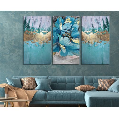 Generic Tableau décoratif mural 3 pièces avec cadres bois de cèdre naturel  à prix pas cher